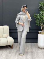 ست مانتو و شلوار دو دکمه جیب نما کد 4634 - تصویر 13
