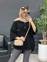 مانتو یقه دو دکمه دو جیب کد 4642 - تصویر 23