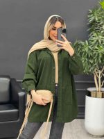 مانتو کتان برش دار دو جیب کد 4652 - تصویر 19