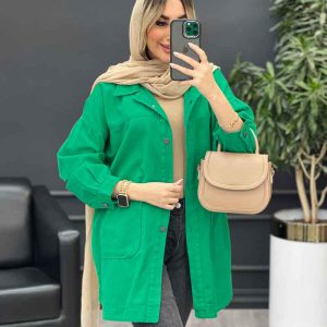 مانتو کتان برش دار دو جیب کد 4652