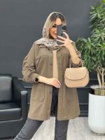 مانتو کتان برش دار دو جیب کد 4652 - تصویر 12