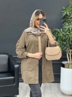 مانتو کتان برش دار دو جیب کد 4652 - تصویر 5