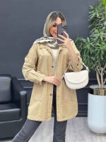 مانتو کتان برش دار دو جیب کد 4652 - تصویر 17