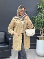 مانتو کتان برش دار دو جیب کد 4652 - تصویر 4