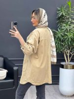 مانتو کتان برش دار دو جیب کد 4652 - تصویر 11