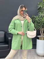 مانتو کتان برش دار دو جیب کد 4652 - تصویر 3