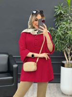 مانتو کرسپو یقه سه دکمه کد 4530 - تصویر 2