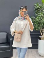 مانتو کرسپو یقه سه دکمه کد 4530 - تصویر 6