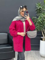 مانتو کتان برش دار دو جیب کد 4652 - تصویر 9