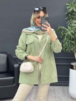 مانتو سر جیب دکمه آستین پیله کد 4556 - تصویر 2