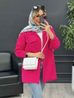 مانتو سر جیب دکمه آستین پیله کد 4556 - تصویر 7