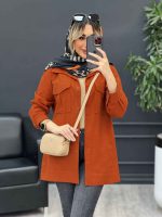 مانتو سر جیب دکمه آستین پیله کد 4556 - تصویر 3