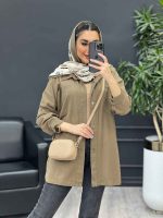 مانتو کتان دو جیب بالا کد 4580 - تصویر 7