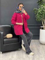 مانتو کتان دو جیب بالا کد 4580 - تصویر 19