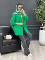 مانتو کتان دو جیب بالا کد 4580 - تصویر 4