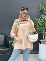 مانتو جلو بسته پیله دار کد 4650 - تصویر 3