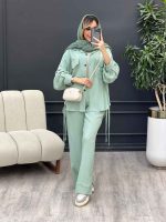 ست مانتو و شلوار پایین بند دار کد 4528 - تصویر 18