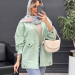 مانتو لینن دو جیب نما پایین پاگن کد 4661