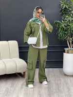ست مانتو و شلوار کارگو جیب سگک کد 4592 - تصویر 21