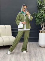 ست مانتو و شلوار کارگو جیب سگک کد 4592 - تصویر 2