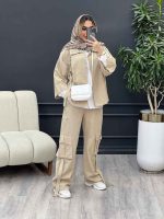 ست مانتو و شلوار کارگو جیب سگک کد 4592 - تصویر 8