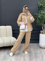 ست مانتو و شلوار کارگو جیب سگک کد 4592 - تصویر 10