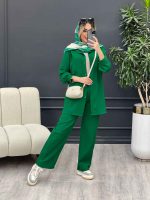 ست مانتو و شلوار کراش کد 4615 - تصویر 2