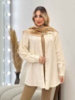 شومیز طرحدار لینن نچرال کد 4606 - تصویر 4