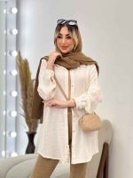 شومیز طرحدار لینن نچرال کد 4606 - تصویر 3