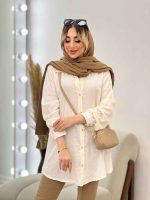 شومیز طرحدار لینن نچرال کد 4606 - تصویر 14