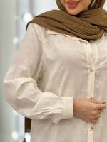 شومیز طرحدار لینن نچرال کد 4606 - تصویر 8