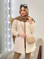 شومیز طرحدار لینن نچرال کد 4606 - تصویر 2