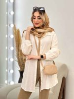 شومیز طرحدار لینن نچرال کد 4606 - تصویر 13