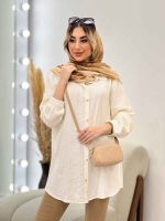 شومیز طرحدار لینن نچرال کد 4606 - تصویر 16
