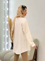 شومیز طرحدار لینن نچرال کد 4606 - تصویر 7