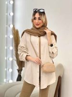 شومیز طرحدار لینن نچرال کد 4606 - تصویر 9