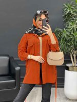مانتو لینن جیب پیله بنددار کد 4577 - تصویر 7