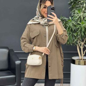 مانتو لینن جیب پیله بنددار کد 4577