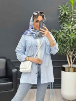 مانتو لینن جیب پیله بنددار کد 4577 - تصویر 2