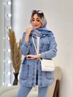 مانتو جین برش دار دو جیب کد 4377 - تصویر 18