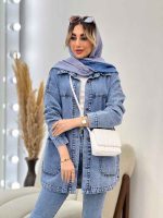 مانتو جین برش دار دو جیب کد 4377 - تصویر 14