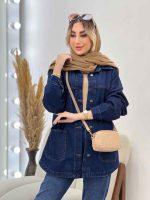 مانتو جین برش دار دو جیب کد 4377 - تصویر 19