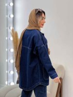 مانتو جین برش دار دو جیب کد 4377 - تصویر 13