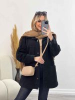 مانتو جین برش دار دو جیب کد 4377 - تصویر 10