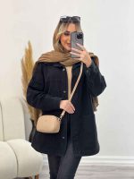 مانتو جین برش دار دو جیب کد 4377 - تصویر 9
