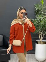 مانتو کتان سر جیب دکمه کد 4670 - تصویر 17