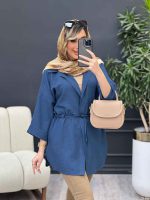 مانتو کمر گت آستین پاکتی کد4675 - تصویر 5