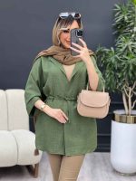 مانتو کمر گت آستین پاکتی کد4675 - تصویر 11