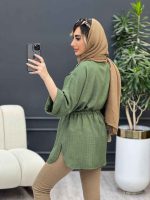 مانتو کمر گت آستین پاکتی کد4675 - تصویر 9