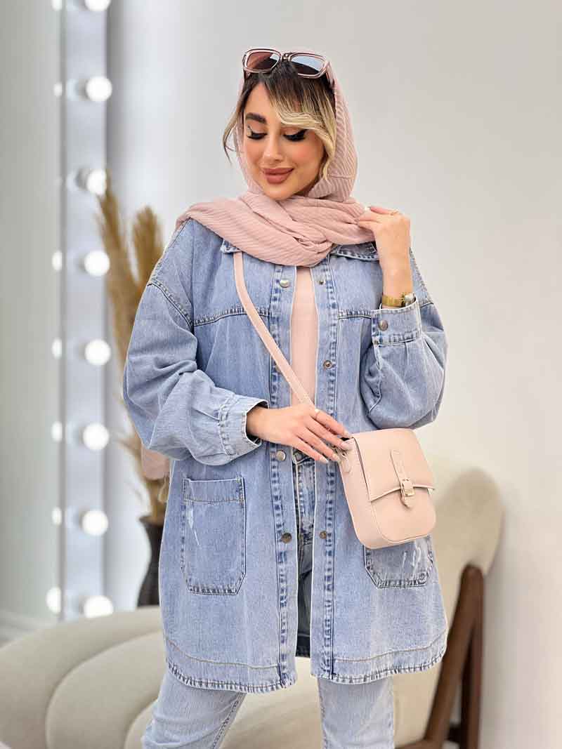 مانتو جین برش دار کد 4672 مانتو جین برش دار کد 4672